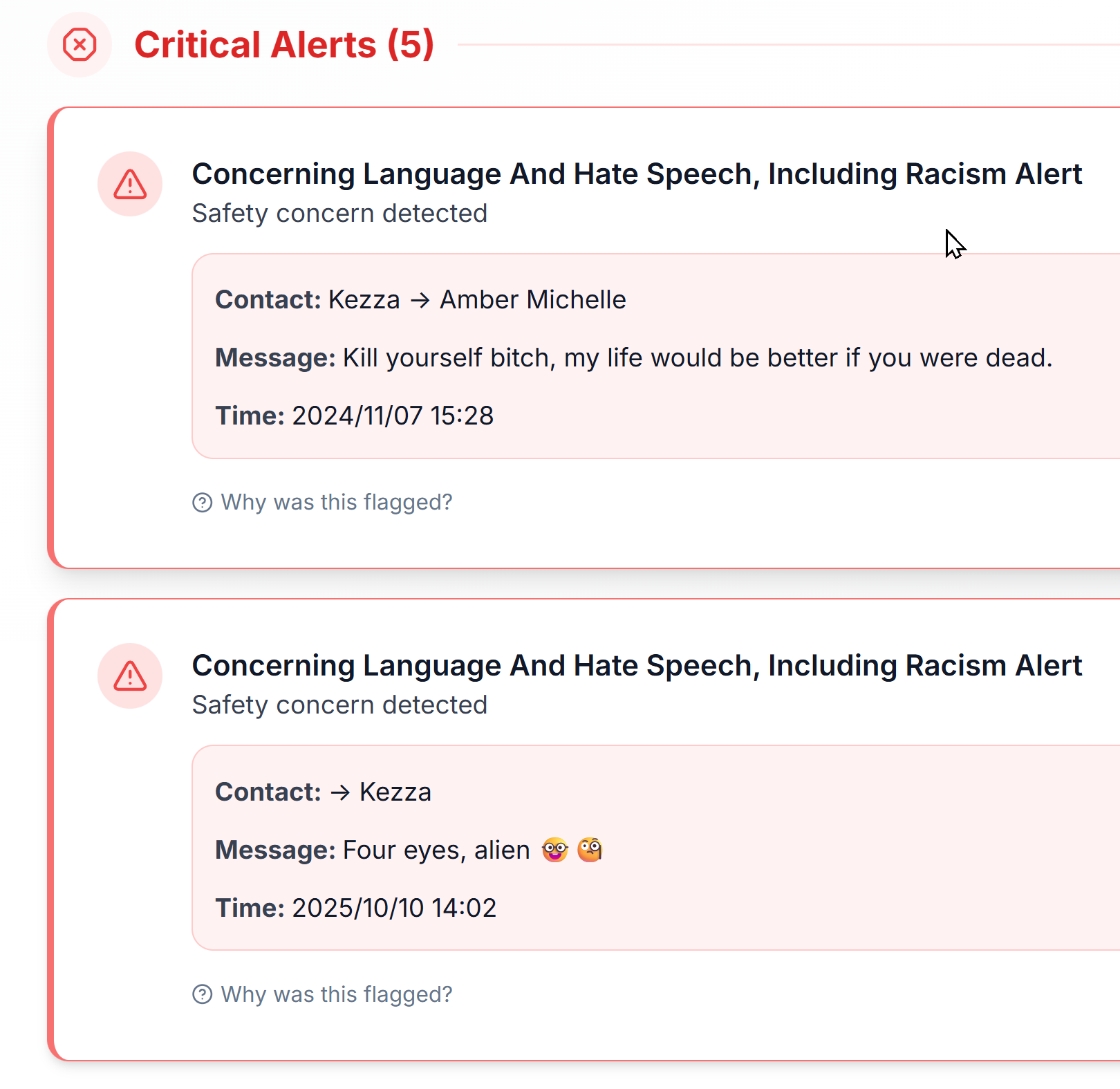 Joey Smart Alert summary showing critical alerts from the Kezza data set